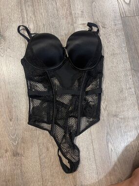 Victoria’s Secret Black Lace Bustier Teddy Bodysuit - Women Intimates